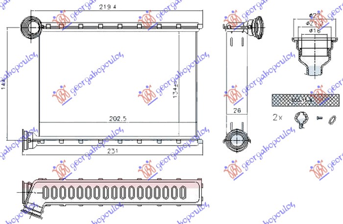 GREJAC KABINE (202x135x26) OPEL MERIVA 2014- (S10)