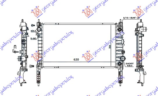 HLADNJAK MOTORA 1.4 16v TURBO BENZIN (AUTO) (620x360x26) (VALEO) OPEL MOKKA X 2016-2020 (J13)