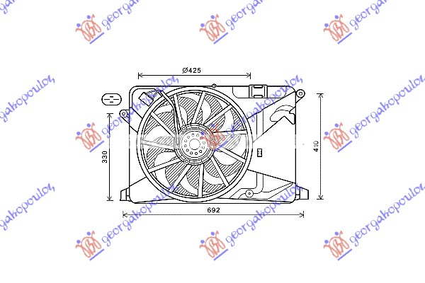 VENTILATOR KOMPLET (1.4i 16v TURBO) (430mm) (4 PIN) CHEVROLET TRAX 2013-