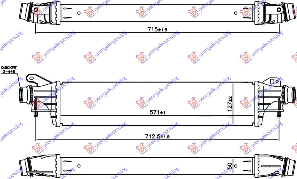 HLADNJAK INTERKULERA 1.0i TURBO BENZIN (571x127x50) OPEL ADAM 2012- (M13)