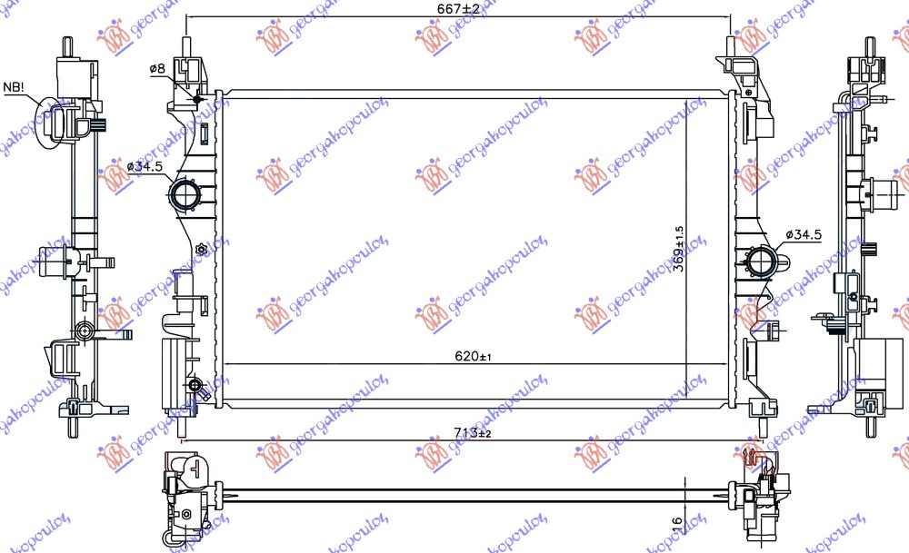 HLADNJAK MOTORA 1.4 TURBO BENZIN (MAN) (620x369x16) (NRF) OPEL ADAM 2012- (M13)