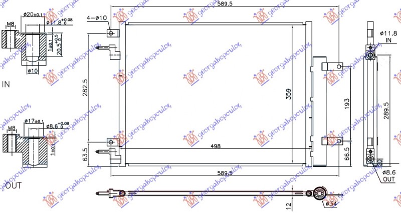 HLADNJAK KLIME ZA SVE MODELSE (460x360x12) (MARELLI) OPEL KARL 2015- (C16)