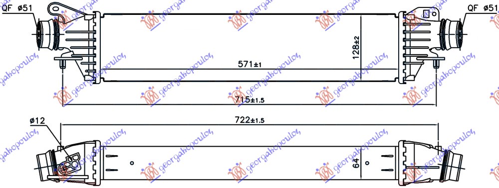 HLADNJAK INTERKULERA 1.6 TURBO (OPC) BENZIN (571x128x64) OPEL CORSA E 2015-2019 (X15)
