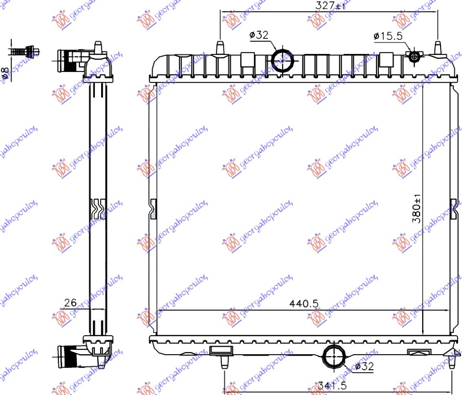 HLADNJAK MOTORA 2.0 Hdi HIBRID DIZEL (380x440x26) CITROEN DS5 2011-2015