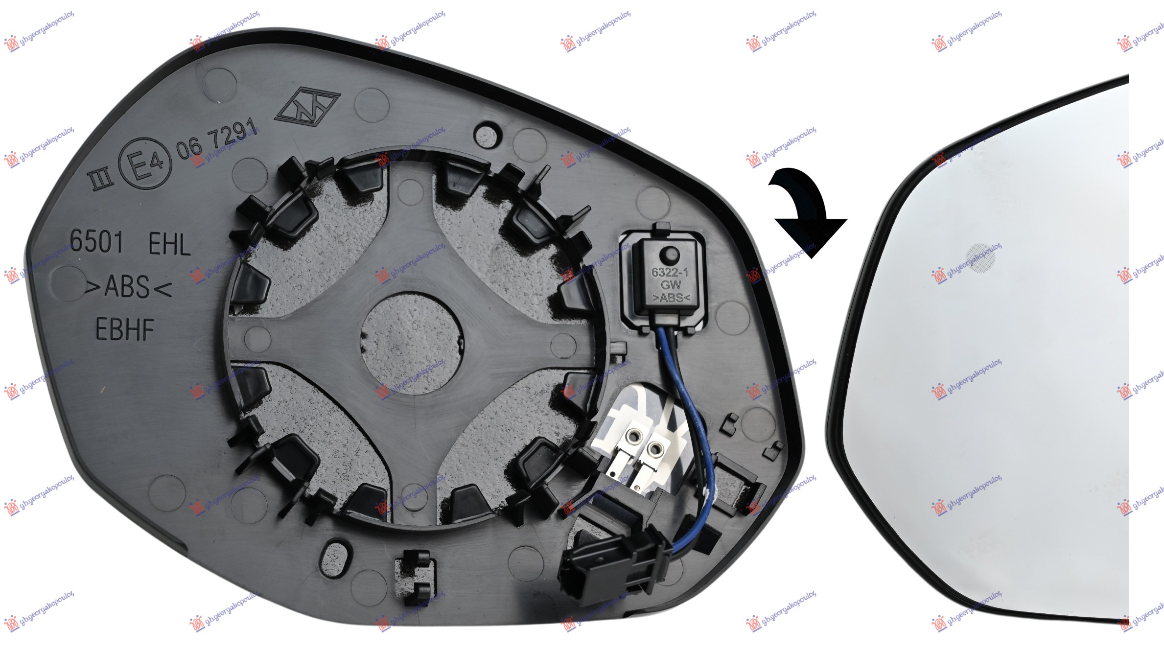 STAKLO RETROVIZORA SA GREJACEM PEUGEOT 3008 III od 2024 (MRTAV UGAO) (2+2 PIN) (KONVEKSNO) (KA/KB/KC)