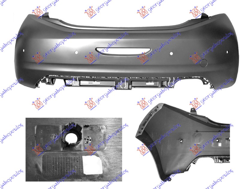 ZADNJI BRANIK PM (4 PDC SENZORA (NOSACI) (A KVALITET) PEUGEOT 208 I 2012-2015 (CA/CC)