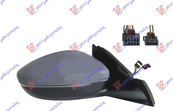 RETROVIZOR ELEKTRICNI SA GREJACEM PM (MIGAVAC LED) (SENZOR) (10 OTV/6 PIN + 4 OTV/2 PIN) (A KVALITET) (KONVEKSNO STAKLO) OPEL CORSA F 2023- (P2J0)