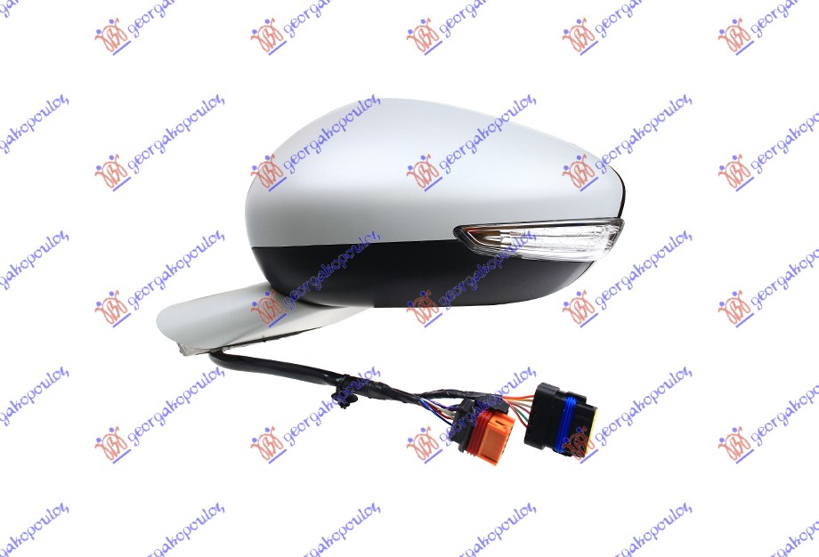 RETROVIZOR ELEK. SA GREJ. PM (ELEKTRO-SKLOPIV) (MIGAVAC) (SVETLO) (10 OTV/8 PIN+6 OTV/2 PIN) (A KV) (KONVEKSNO STAKLO) PEUGEOT 508 I 2011-2015 (8D)