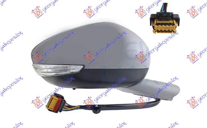 RETROVIZOR ELEK. SA GREJ. PM (ELEKTRO-SKLOPIV) (MIGAVAC LED) (SENZOR) (10 RUPA/10 PIN) (A KVAL) (KONVEKSNO STAKLO) PEUGEOT 508 I 2015-2018 (8D)
