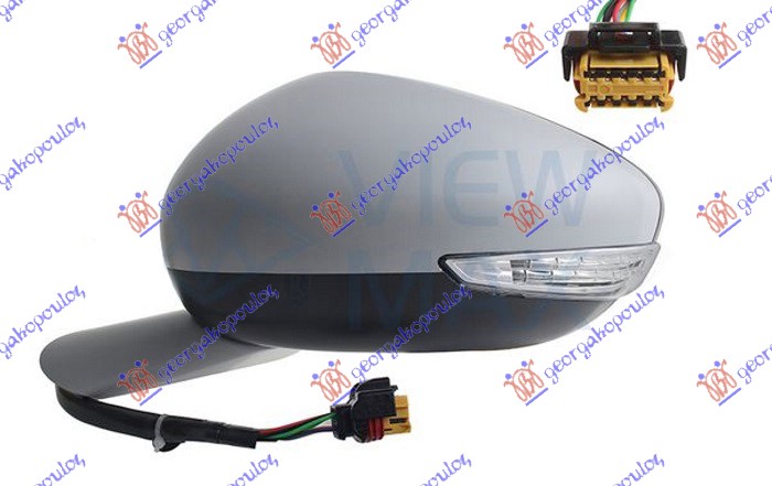 RETROVIZOR ELEKTRICNI SA GREJACEM PM (ELEKTRO-SKLOPIV) (MIGAVAC LED) (10 RUPA/8 PIN) (A KVALITET) (KONVEKSNO STAKLO) PEUGEOT 508 I 2015-2018 (8D)