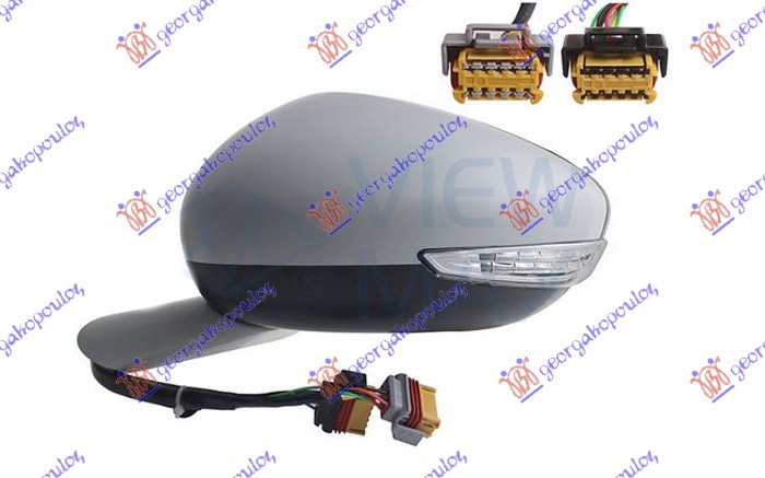 RETROVIZOR ELEK. SA GREJ. PM (ELEK-SKLOPIV) (MIGAVAC LED) (SVETLO) (10 OTV/8 PIN+10 OTV/2 PIN) (A KV) (KONVEKSNO STAKLO) PEUGEOT 508 I 2015-2018 (8D)