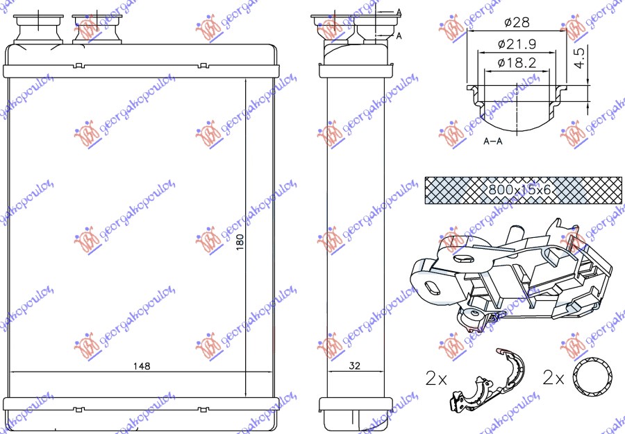 GREJAC KABINE (180x148x32) PEUGEOT 308 II 2013-2017 (LB/LP/LW/LH/L3)