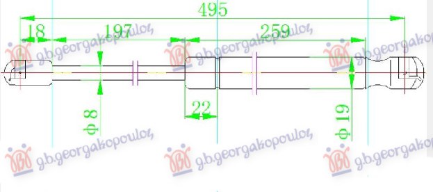 AMORTIZER GEPEK VRATA (507L-535N) PEUGEOT 308 II 2013-2017 (LB/LP/LW/LH/L3)