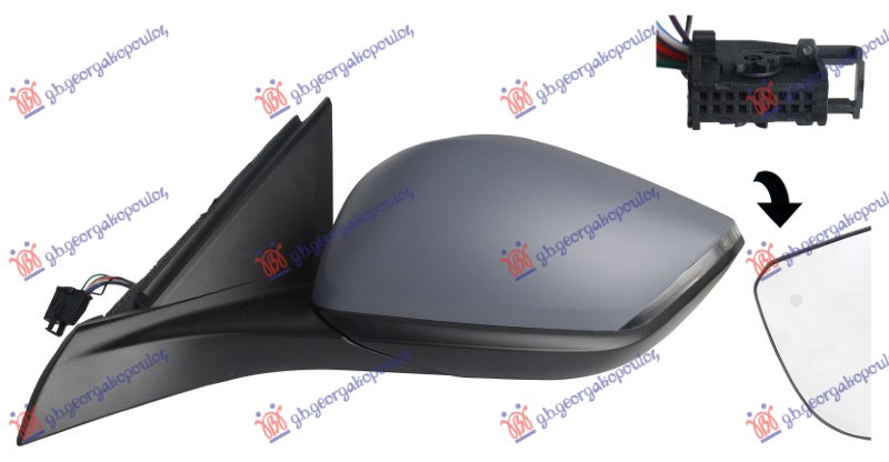 RETROVIZOR ELEKTRICNI SA GREJACEM PM (ELEKTRO-SKLOPIV) (MIGAVAC LED) (SVETLO) (MRTAV UGAO) (18OTV 10PIN) (A KVALITET) OPEL ASTRA L 2021- (OV5)