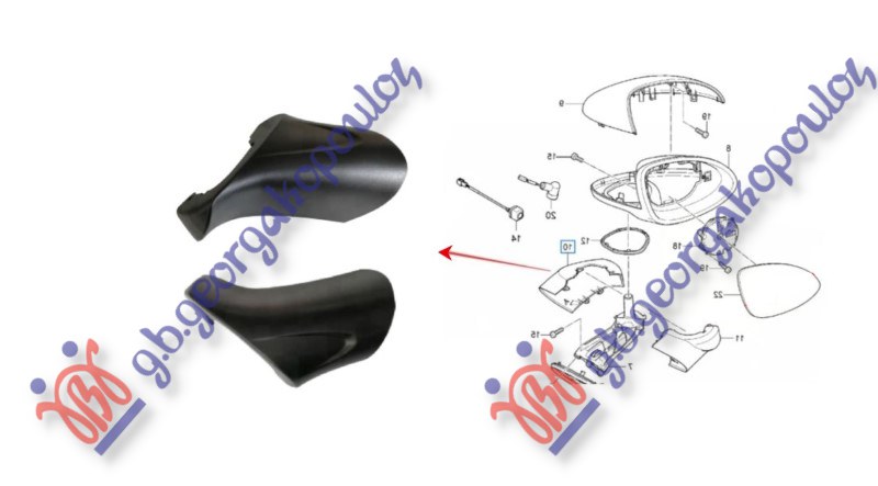 POKLOPAC RETROVIZORA DONJI PM (PREDNJI DEO) PORSCHE CAYENNE 2010-2015 (92A)