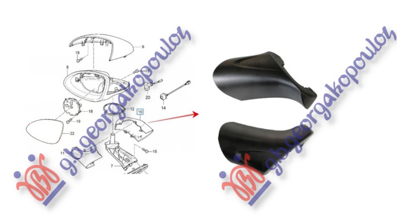 POKLOPAC RETROVIZORA DONJI PM (PREDNJI DEO) PORSCHE CAYENNE 2010-2015 (92A)