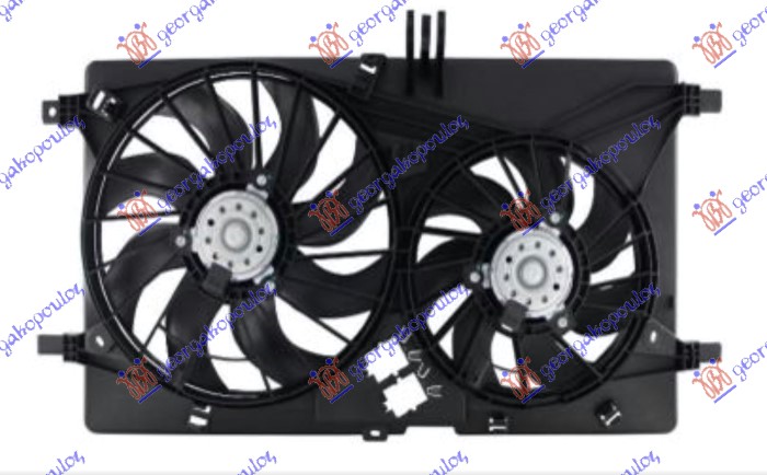 VENTILATOR (DUPLI) KOMPLET (385/300mm) (2+2 PIN) OPEL MOVANO 2009-2019 (X62)