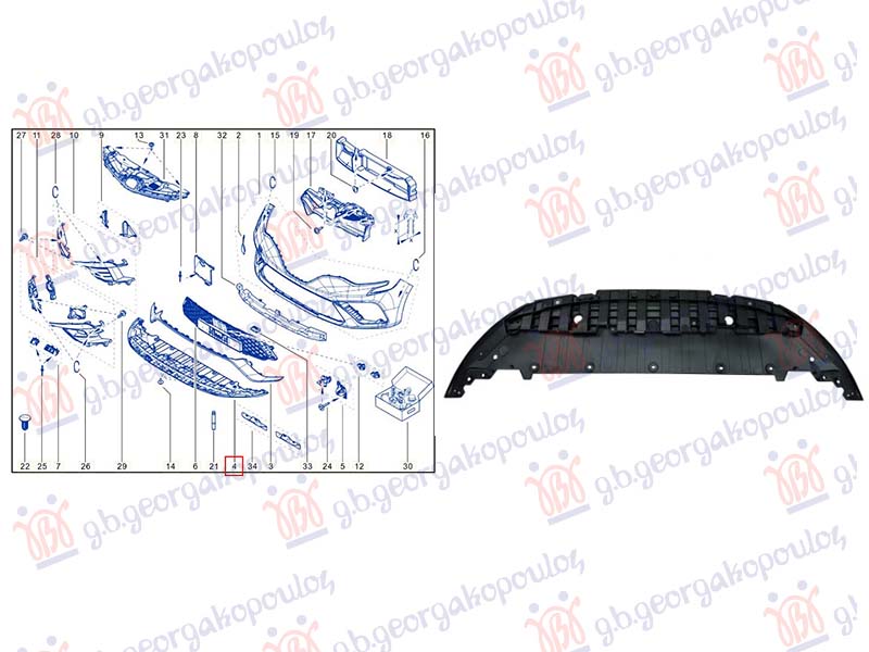 ZASTITA MOTORA ISPOD BRANIKA PLASTICNA (R.S. LINE) RENAULT CLIO V 2023-2026 (B7)