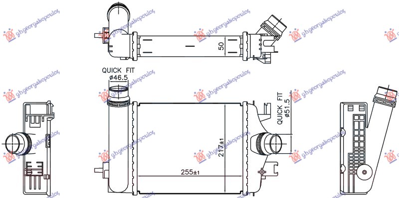 HLADNJAK INTERKULERA 1.0 TCE (255x217x50) RENAULT CLIO V 2019-2023 (B7)