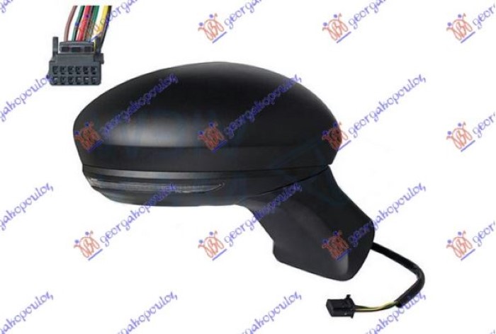 RETROVIZOR ELEKTRICNI SA GREJACEM CRNI (MIGAVAC) (SENZOR) (9 PIN) (ASFERICNO STAKLO) RENAULT CAPTUR II 2020-2024 (HF)