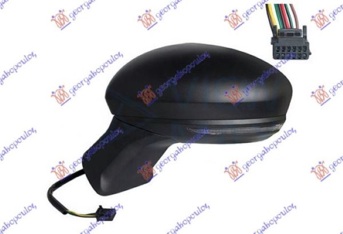 RETROVIZOR ELEKTRICNI SA GREJACEM CRNI (MIGAVAC) (7 PIN) (ASFERICNO STAKLO) RENAULT CAPTUR II 2020-2024 (HF)