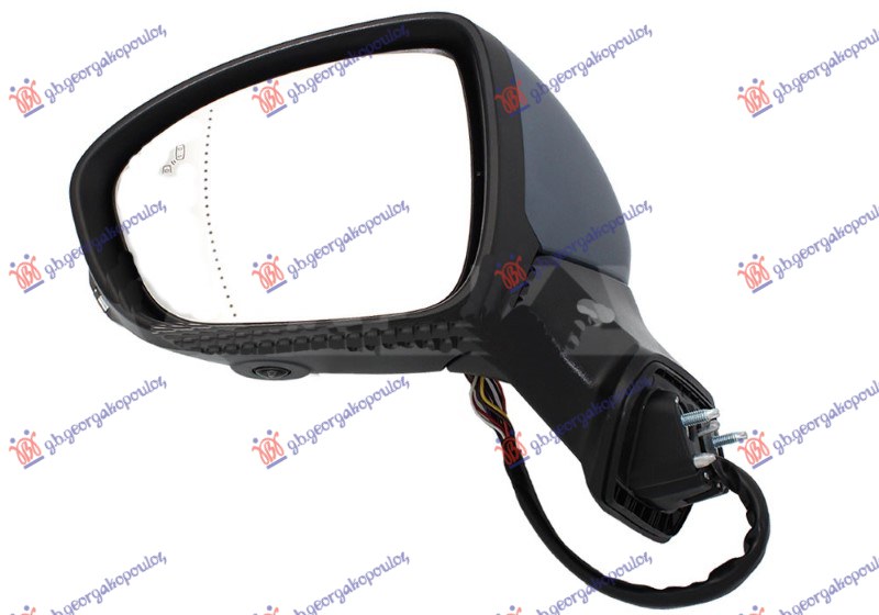 RETROVIZOR ELEKTRICNI SA GREJACEM PM (ELEKTRO-SKLOPIV) (KAMERA) (MIGAVAC) (MRTAV UGAO) (14 PIN) (ASFERICNO STAKLO) RENAULT CAPTUR II 2020-2024 (HF)