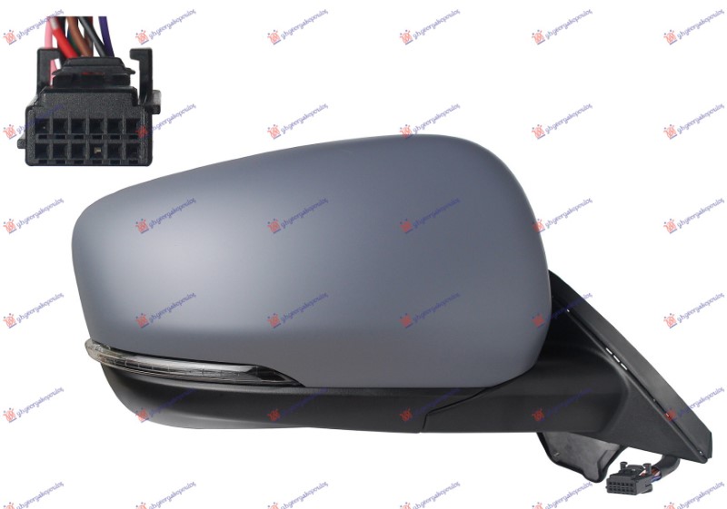 RETROVIZOR ELEKTRICNI SA GREJACEM PM (MIGAVAC LED) (MRTAV UGAO) (SENZOR) (10 PIN) (A KVALITET) (ASFERICNO STAKLO) RENAULT KANGOO 2021-