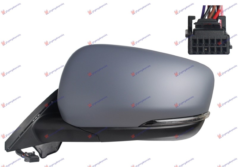 RETROVIZOR ELEKTRICNI SA GREJACEM PM (ELEKTRO-SKLOPIV) (MIGAVAC LED) (MRTAV UGAO) (10 PIN) (A KVAL) (ASFERICNO STAKLO) RENAULT KANGOO 2021-