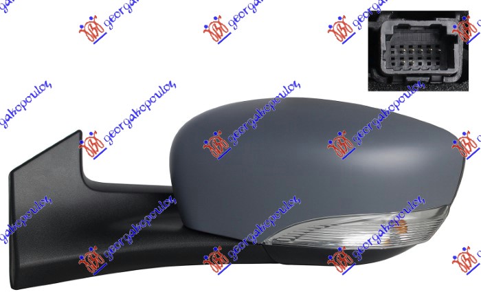 RETROVIZOR ELEKTRICNI SA GREJACEM PM (MIGAVAC) (7 PIN) (A KVALITET) (ASFERICNO STAKLO) RENAULT ZOE 2012-2019 (BFM)