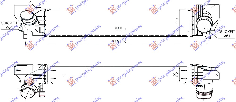 HLADNJAK INTERKULERA 1.2-1.5 TURBO BENZIN (585x112x62) MINI CLUBMAN 2015- (F54)