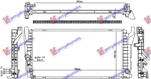 HLADNJAK MOTORA 1.5 BENZIN (MANUELNI/AUTOMASTKI) (680x355) MINI COOPER/ONE 2014-2021 (F55/F56)