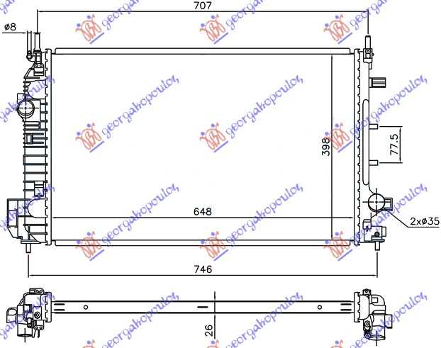HLADNJAK MOTORA 1.9 TTiD (65x42) SAAB 9.3 2007-2012 (YS3F/E79/D79/D75/E50)