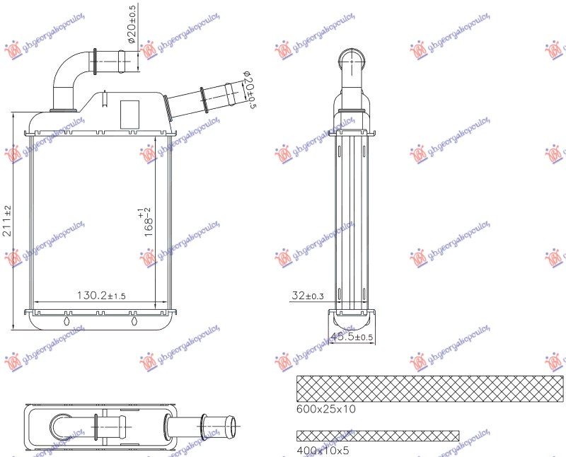 GREJAC KABINE ZADNJI (168x130x32) SEAT ALHAMBRA 2010- (710/711)