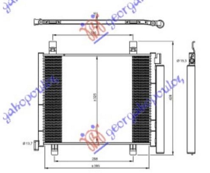 HLADNJAK KLIME 1.0i /12V (400x330x16) (MARELLI/KOYO) VW UP 2016-2019 (121/122/123/BL1/BL2/BL3)