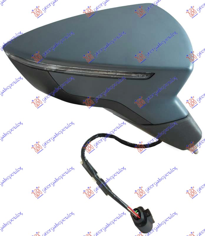 RETROVIZOR ELEKTRICNI SA GREJACEM PM (ELEKTRO-SKLOPIV) (MIGAVAC) (8 PIN) (KONVEKSNO STAKLO) SEAT LEON 2013-2017 (5F1)