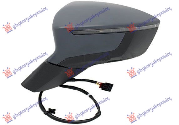 RETROVIZOR ELEKTRICNI SA GREJACEM PM (ELEKTRO-SKLOPIV) (MIGAVAC) (8 PIN) (KONVEKSNO STAKLO) SEAT ATECA 2016-2020 (KH7/KHP)