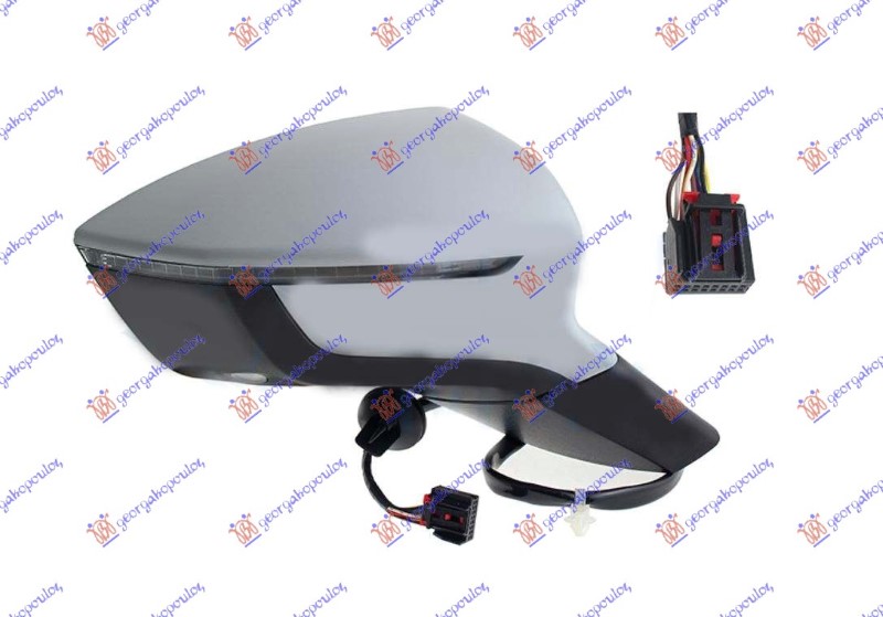 RETROVIZOR ELEKTRICNI SA GREJACEM PM (ELEKTRO-SKLOPIV) (MIGAVAC) (SVETLO) (9 PIN) (KONVEKSNO STAKLO) SEAT ATECA 2016-2020 (KH7/KHP)