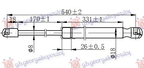 AMORTIZER GEPEK VRATA (538L-650N) SKODA SUPERB 2008-2013 (3T4/3T5)