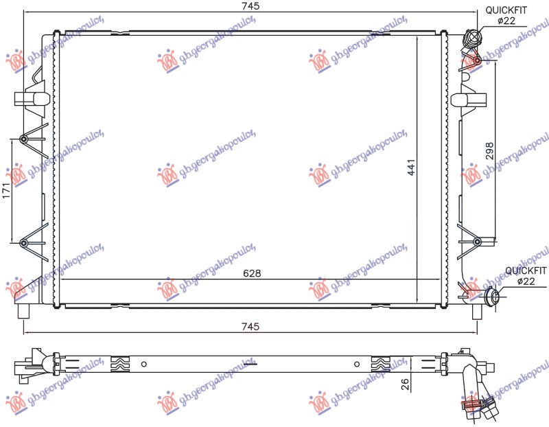 HLADNJAK MOTORA DODATNI 2.0 TDi DIZEL (630x440x26) (NRF) VW PASSAT CC 2012-2017 (358)