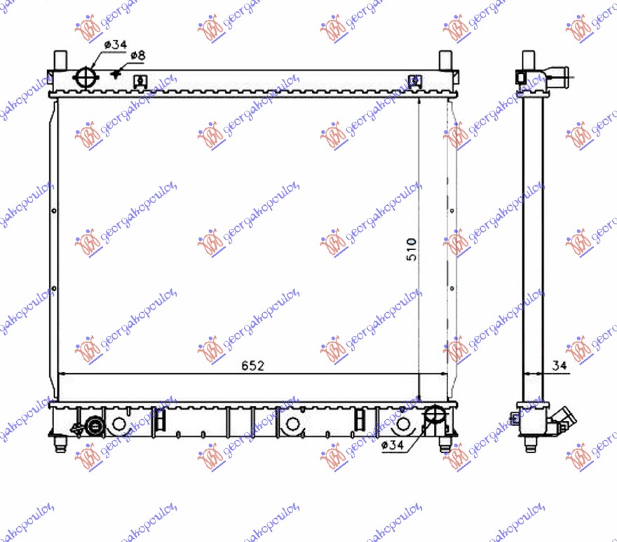 HLADNJAK MOTORA 2.9 TD DIZEL (MAN) (510x660x26) (NISSENS) SSANGYONG REXTON 2004-2010 (GAB)