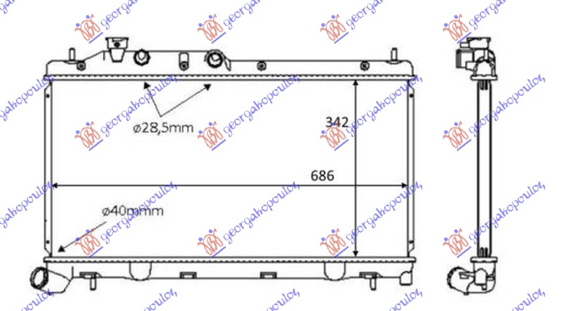 HLADNJAK MOTORA 2.0/2.5i 16V (AUTO) (34x68.5x16) SUBARU FORESTER 2008-2012 (SG/SH)