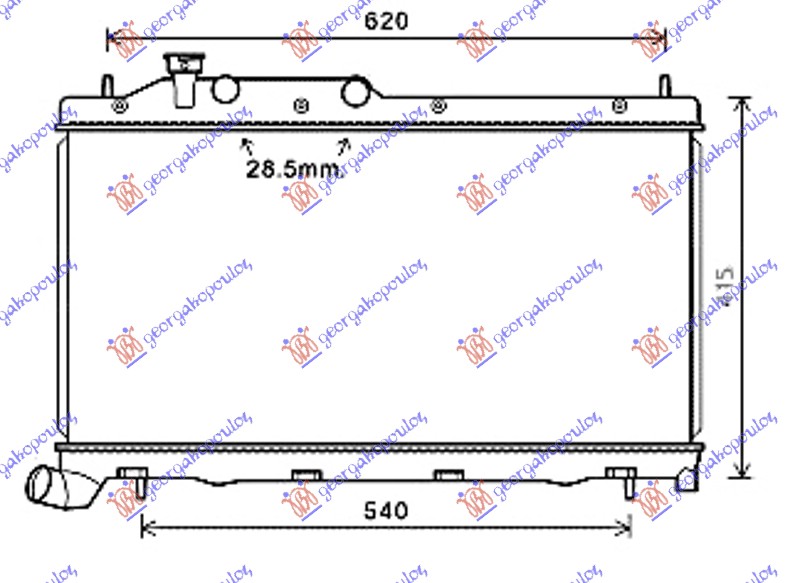 HLADNJAK MOTORA 2.0 DIZEL (+/-AC) (34x68.6x25) SUBARU LEGACY/OUTBACK 2004-2010 (BL/BM/BR/BP)