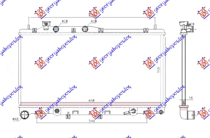 HLADNJAK MOTORA 3.6 BENZIN (AUTOMATSKI) (350x698) SUBARU LEGACY/OUTBACK 2010-2015 (BM/BR/BL/BP)