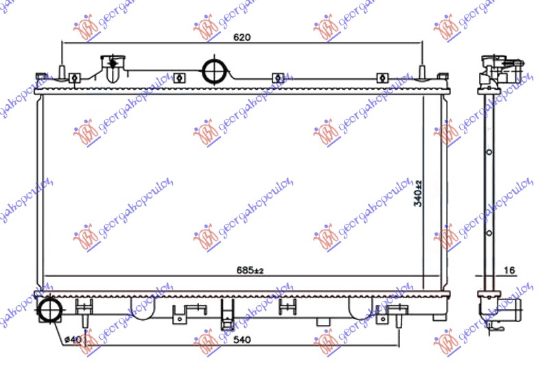 HLADNJAK MOTORA 2.5i BENZIN (340x685x16) (KOYO) SUBARU LEGACY/OUTBACK 2015-2018 (BN)