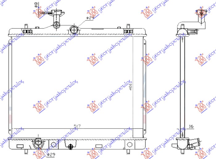 HLADNJAK MOTORA 1.2/1.4/1.6 BENZIN (400x540x16) (JAPAN) SUZUKI SWIFT H/B 2011-2014 (FZ/NZ)