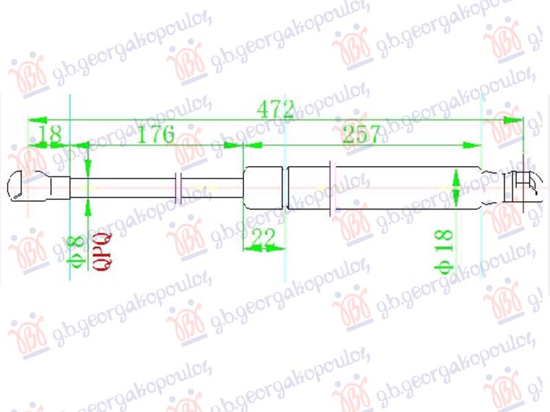 AMORTIZER GEPEK VRATA (472L-400N) SUZUKI SX4 S-CROSS 2013-2016 (JY)