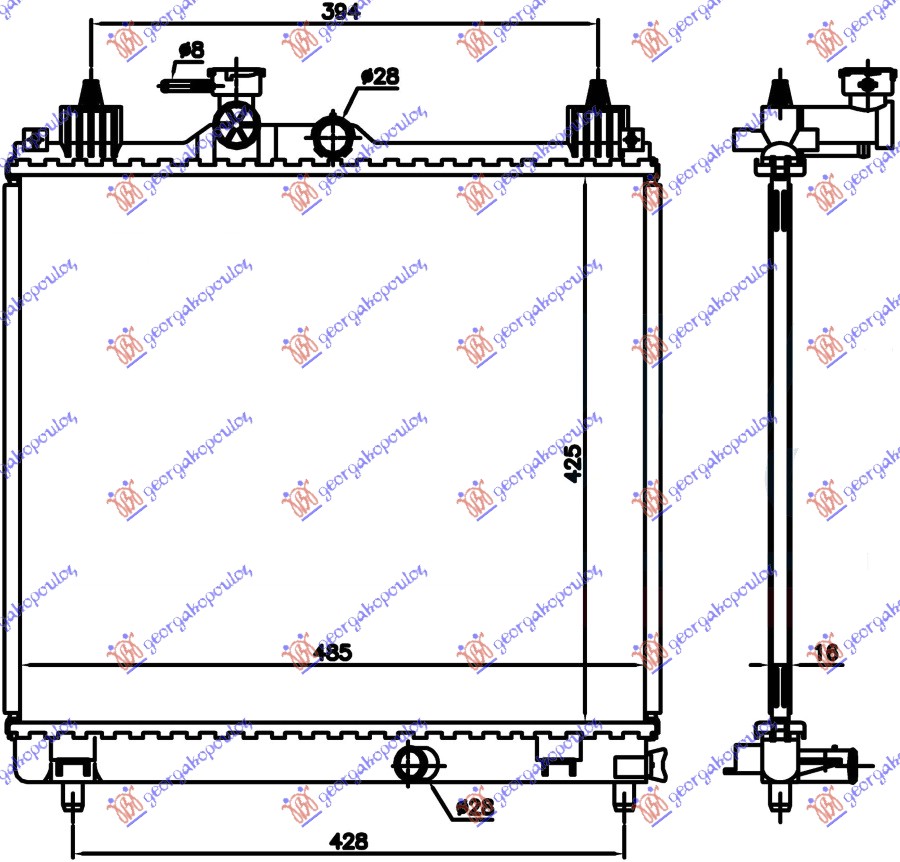 HLADNJAK MOTORA 1.2 BENZIN (425x485x16) (KOYO) SUZUKI IGNIS 2016-2020 (MF/FF)