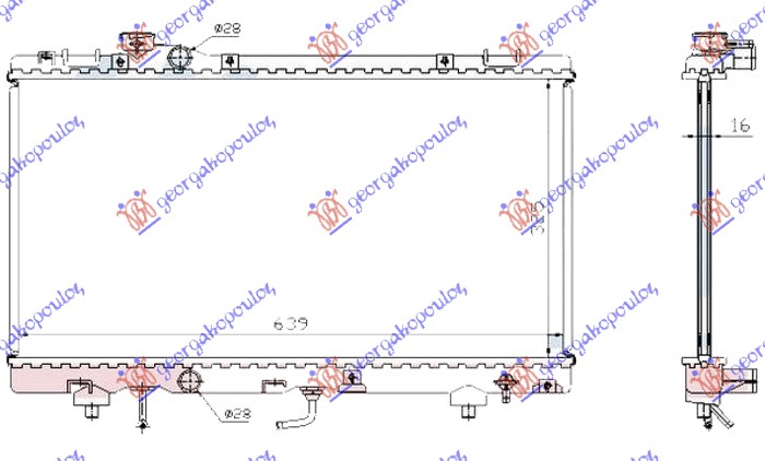 HLADNJAK MOTORA 1.5 BENZIN (MAN/AUTO) (325x630x16) TOYOTA PASEO 1996-1999 (L5)