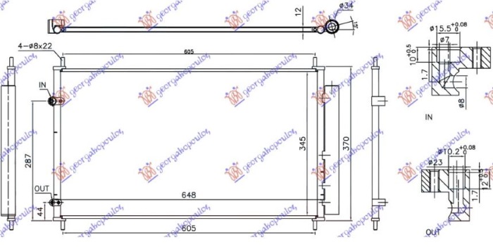 HLADNJAK KLIME 1.5 HIBRID (600x355x16) 2015- (NRF) TOYOTA YARIS III 2017-2020 (P13)