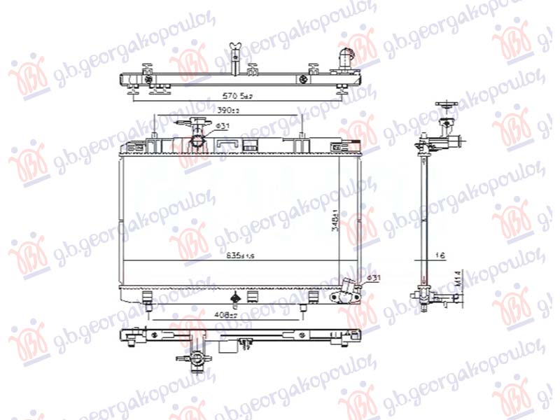 HLADNJAK MOTORA 1.5 BENZIN (SA POKLOPCEM)  (348x635) (NRF) TOYOTA YARIS III 2017-2020 (P13)